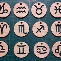 ciondoli segni zodiacali in legno