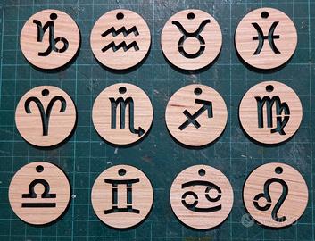 ciondoli segni zodiacali in legno
