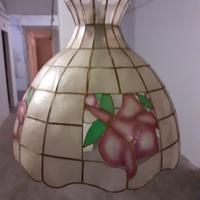Lampadario vetro/metallo vintage floreale