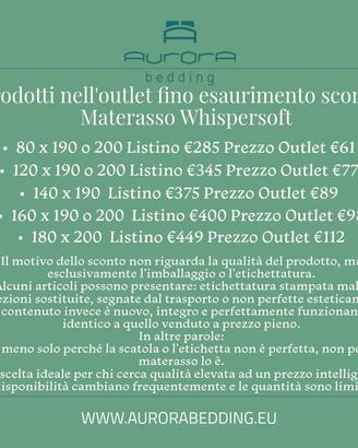 Materasso Whispersoft 120x190/200 Made in Italy