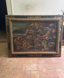 Grande Dipinto Antico Olio su Tela - Natura Morta