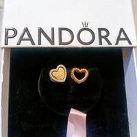 2 Charm Pandora Top: Cuore Doppio Bicolore Zirconi
