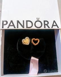 2 Charm Pandora Top: Cuore Doppio Bicolore Zirconi