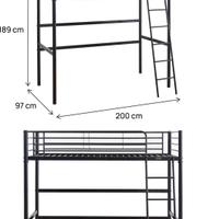 letto soppalco in ferro singolo con scaletta 