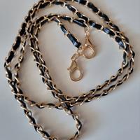 Tracolla catenella nastro pelle nero borsetta-cell