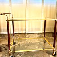 Carrello  vintage in ottone, con ruote