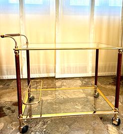 Carrello  vintage in ottone, con ruote
