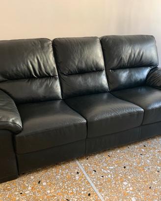 Divano Poltronesofà pelle Macadamia nero 3 posti