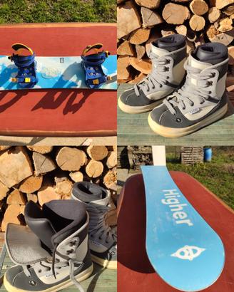 Tavola snowboard, scarponi e attacchi. Pronti.