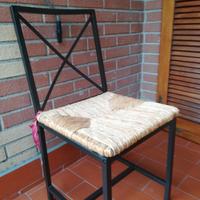 sedie in metallo con seduta di paglia