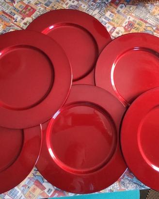 6 sottopiatti metallo rosso