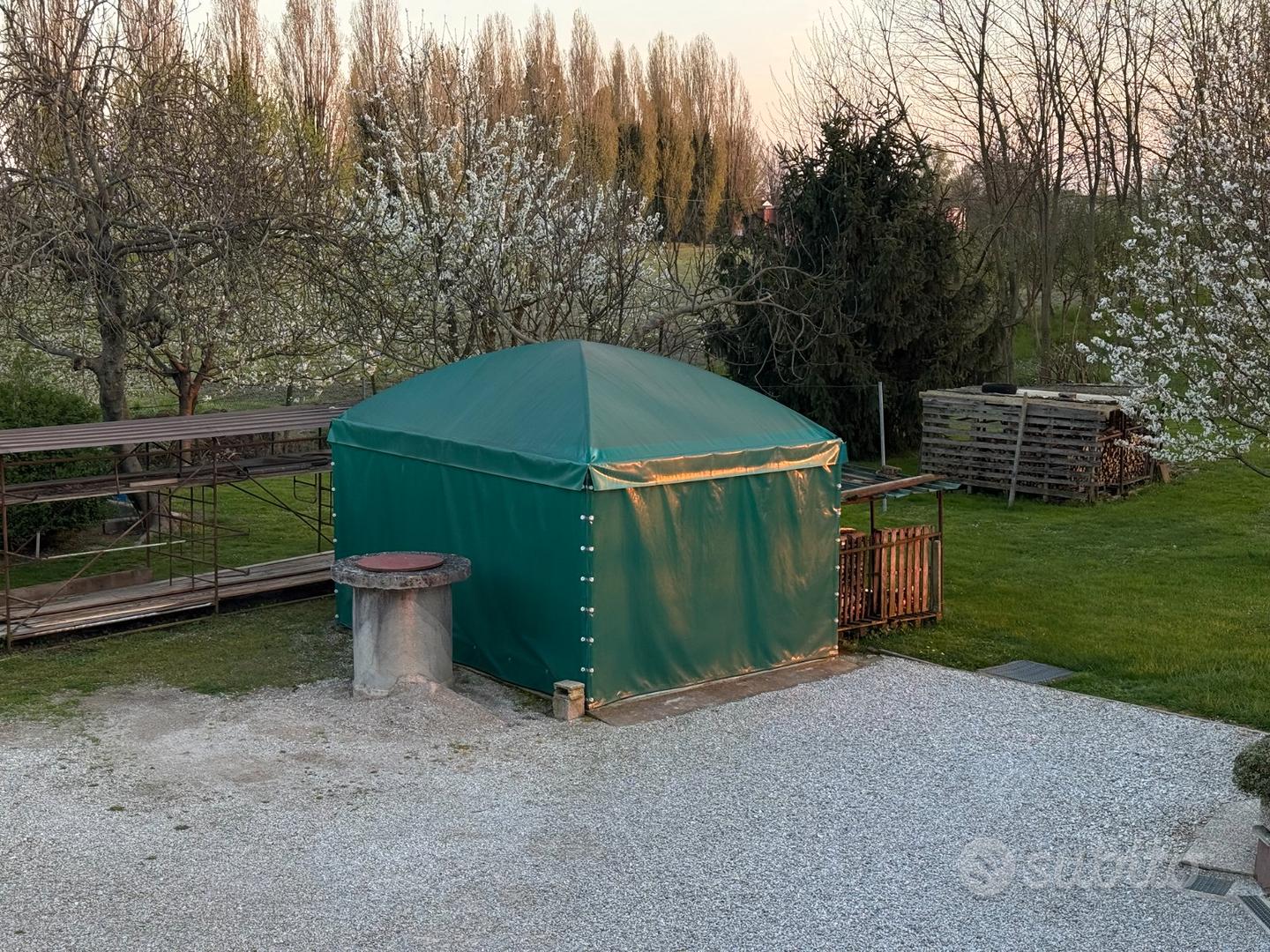 Garage Gazebo Pluvio Curvo Verde Scuro