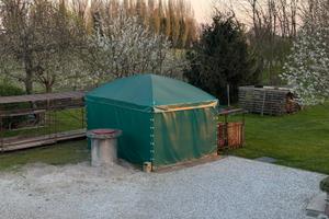 Garage Gazebo Pluvio Curvo Verde Scuro