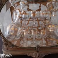 liquoriera  in bronzo dorato e cristallo