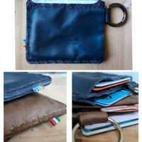 portafogli in vera pelle blu minimalista 