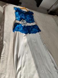 abito sposa sera bianco e blu