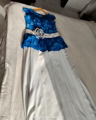 abito sposa sera bianco e blu