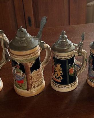 Set 5 boccali tedeschi in ceramica e coperchio