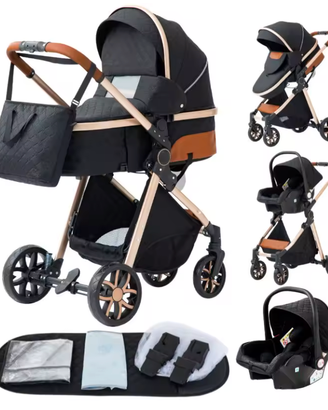 Passeggino 3 in 1 Nero Oro Nuovo imballato