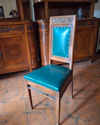 Set di 6 sedie in legno intagliato