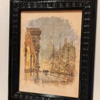 ACQUERELLO GIULIO FALZONI MILANO PIAZZA DUOMO 