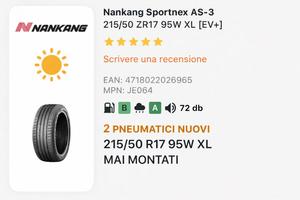 Coppia Pneumatici Nankang 215/50 R17 95W
