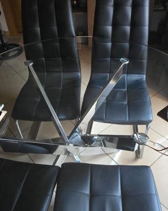 Set 4 sedie moderne in ecopelle nera