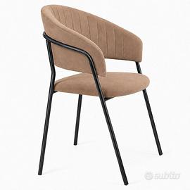 Sedia Aurelia in velluto tortora gambe nere 2