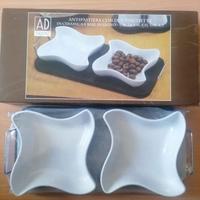 Antipastiera in ceramica su base in legno