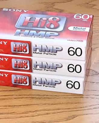3 Videocassette Sony HI-Band video8 da 60 minuti