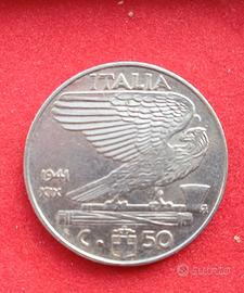 Rara variante impero 50 centesimi 1941 girato 45 °