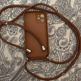Custodia a tracolla iPhone 12 - marrone