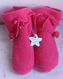 Babbucce di lana fatte ai ferri 