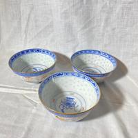 3 ciotole Cinesi in porcellana di grano di riso