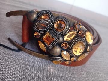 Cintura donna cuoio Marina Galanti nuova con carte