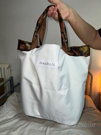 Borsa Tote AnnaRita N Bianca con dettagli pitonati