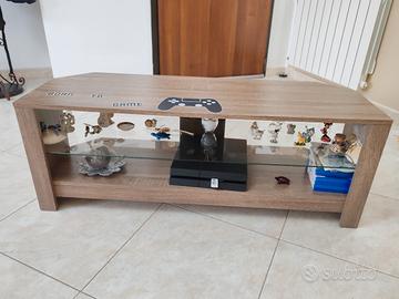 Mobile TV in Legno Noce Grigio con Mensola in Vetr