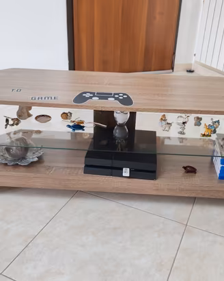 Mobile TV in Legno Noce Grigio con Mensola in Vetr