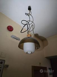 Lampada A Sospensione In Perspex Vetro Teak ottone