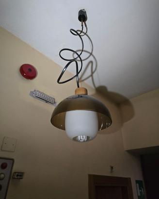 Lampada A Sospensione In Perspex Vetro Teak ottone