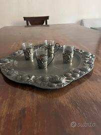 Servizio da liquore Liberty vintage con 4 bic