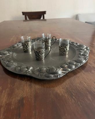 Servizio da liquore Liberty vintage con 4 bic