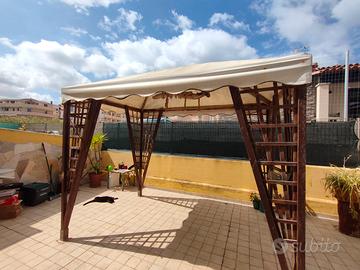  gazebo in legno con telone impermeabile 