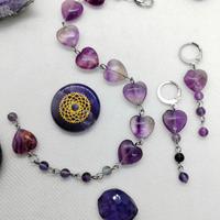 Bracciale  orecchini donna Cuore  pietra Fluorite