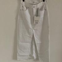 Gonna con spacco denim bianco