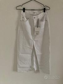 Gonna con spacco denim bianco