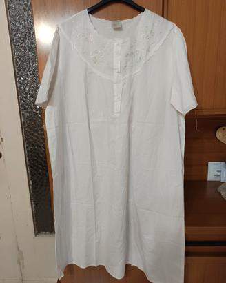 Camicia da notte bianca ricami floreali 54 5Xl 