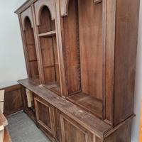 Libreria/Credenza antica a doppio corpo