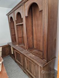 Libreria/Credenza antica a doppio corpo