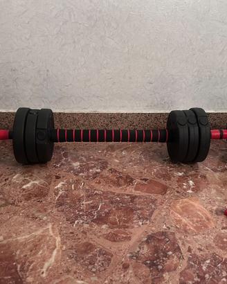 Set manubri componibili e bilanciere fitness 2 in